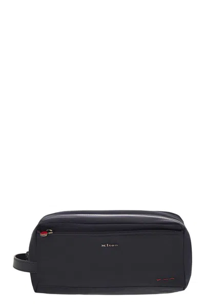 Kiton Beauty Case With Logo And Lettering In Black