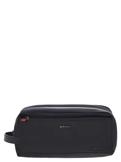 Kiton Beauty Case In Nylon In Blue