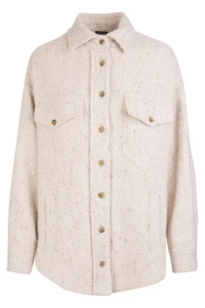 KITON BEIGE VIRGIN WOOL AND CASHMERE BLEND JACKET WITH TEXTURED FINISH