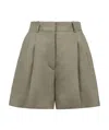 Kiton Linen High Waist Pleated Shorts With Belt Loops In Gray