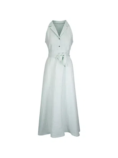 Kiton Belted Sleeveless Maxi Dress In Green