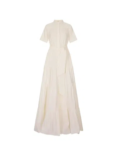 Kiton Belted Tiered Maxi Dress In Neutral