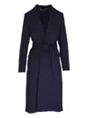 Kiton Belted Trench Coat In Blue