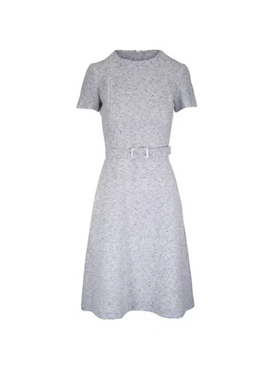 Kiton Belted Tweed Midi Dress In Gray