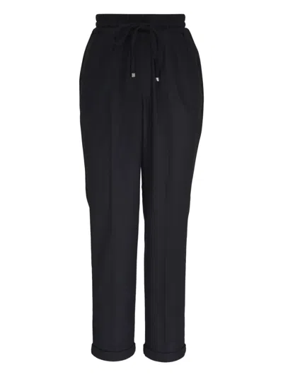 Kiton Belted Wool Trousers In Black
