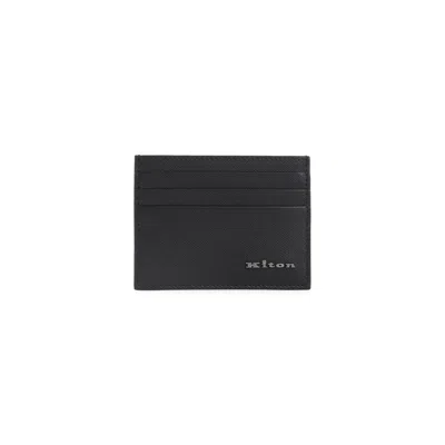 KITON BLACK CALF LEATHER CARD HOLDER