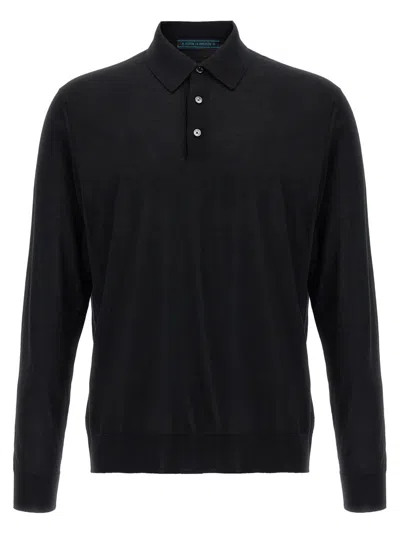 Kiton Long-sleeved Knitted Polo Shirt In Gray