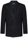 KITON BLACK DOUBLE-BREASTED FAUX TUXEDO JACKET