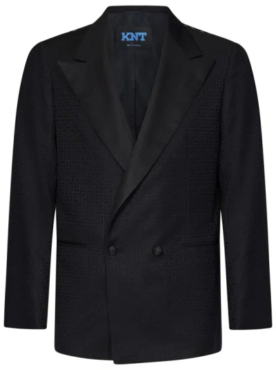 Kiton Black Double-breasted Faux Tuxedo Jacket