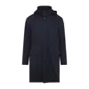 Kiton Polyester Coat With Standing Collar And Hidden Hood In Blue