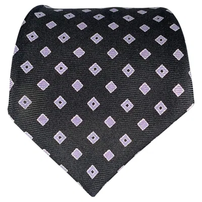 Pre-owned Kiton Black Purple Diamond Silk Tie