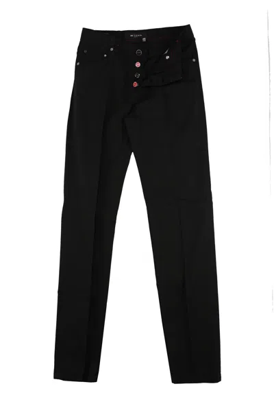 Pre-owned Kiton Black Solid Cotton Blend Pants - Slim - (kt12243)