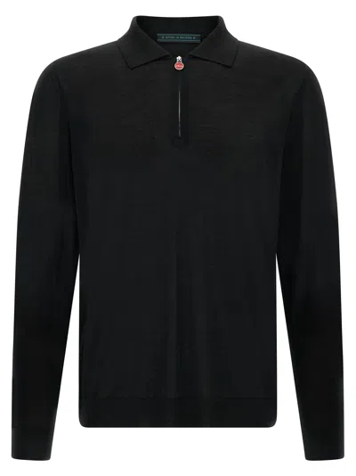 Kiton Wool Polo Shirt 14 Microns In Blue