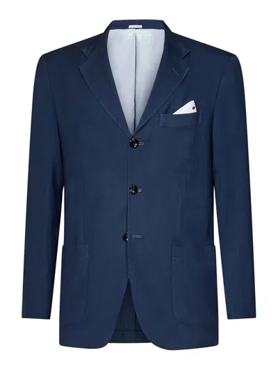 Kiton Blue Single-breasted Cashmere Blazer