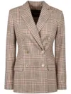 Kiton Prince Of Wales Checkered Blazer In Nude