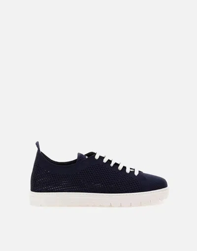 Kiton Navy Blue Perforated Fabric Sneakers