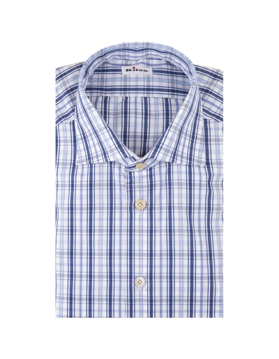 Kiton Blue Check Pattern Shirt