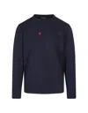 KITON BLUE CREW NECK SWEATSHIRT WITH LOGO