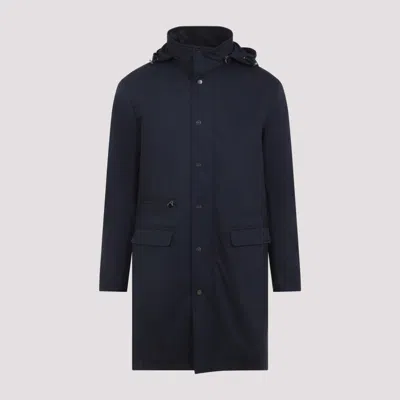 KITON BLUE POLYESTER COAT
