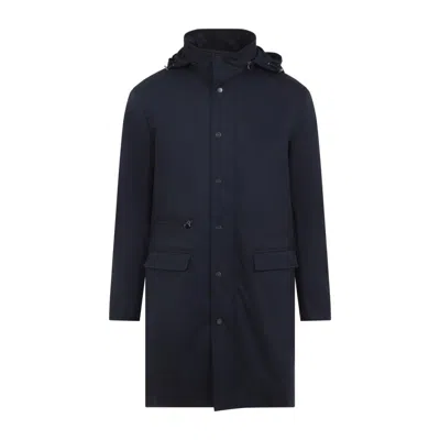 Kiton Polyester Coat In Blue