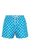 Kiton Swim Shorts Featuring Graphic Print And Drawstring In Blue