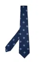Kiton Blue Silk Tie With Contrast Pattern In Blue
