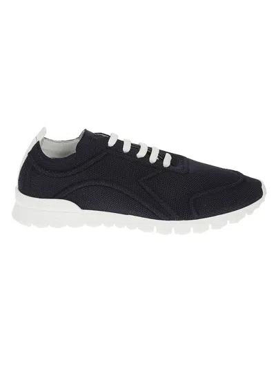 Kiton Blue Sneakers With White Accents In Black