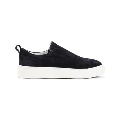 Kiton Suede Slip-on Sneakers In Blue