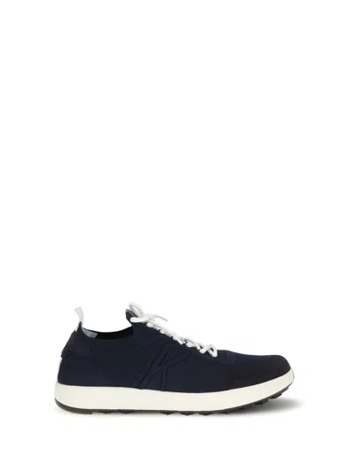 Kiton Blue Textured Knit Sneakers