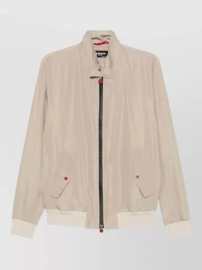 Kiton Bomber Jacket Contrasting Front Zipper In Neutral
