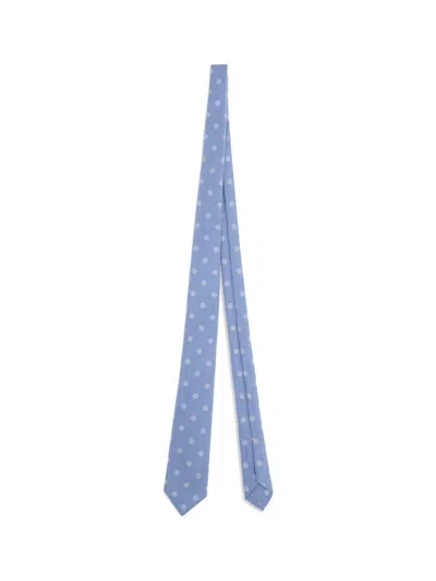 Kiton Flower Patterned Tie In Blue