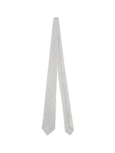 Kiton Floral Embroidery Tie In Gray