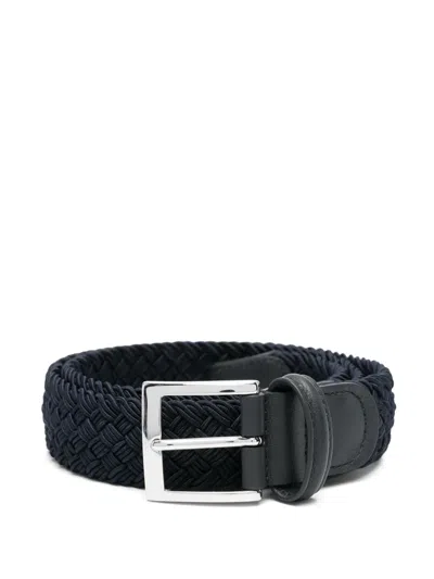 Kiton Braided Belt In Blue