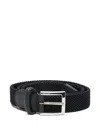 Kiton Adjustable Braided Leather Belt With Silver Buckle In Black
