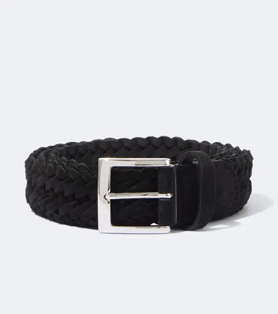 Kiton Braided Suede Belt In Blue