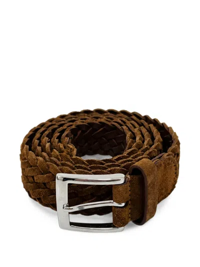Kiton Braided Suede Belt In Brown