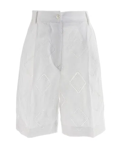 KITON KITON BRODERIE ANGLAISE DETAILED BERMUDA SHORTS