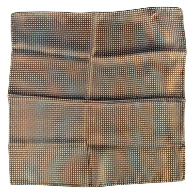 Pre-owned Kiton Brown Blue Squares Silk Pocket Square