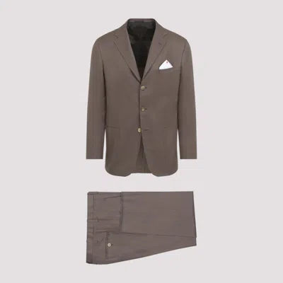 Kiton Single-breasted Tailored Suit In Brown