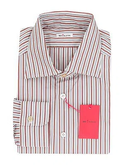 Pre-owned Kiton Brown Striped Cotton Shirt - Slim - 16.5/42 - (kt11302319)