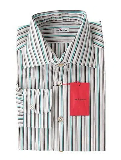 Pre-owned Kiton Brown Striped Cotton Shirt - Slim - (kt4272224)