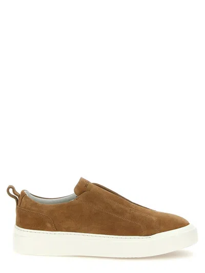 Kiton Slip-on Suede Leather Sneakers In Brown