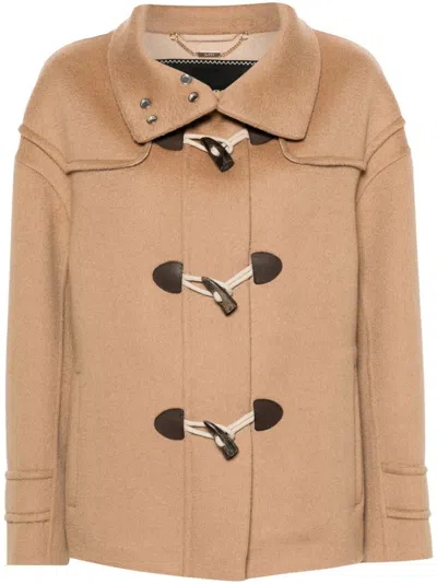 Kiton Brushed Single-breasted Coat In Neutrals