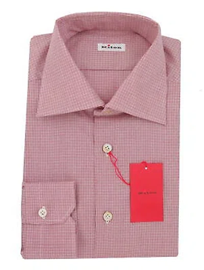 Pre-owned Kiton Burgundy Red Check Cotton Shirt - Slim - 16/41 - (kt1212232)