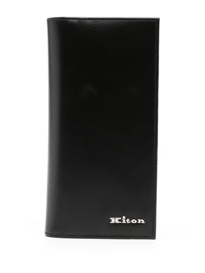 Kiton Business Cards Leather Holder In Black
