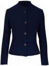 Kiton Button-down Wool Fitted Jacket In Blue