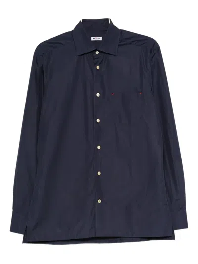 Kiton Button-down Shirt Pocket In Blue