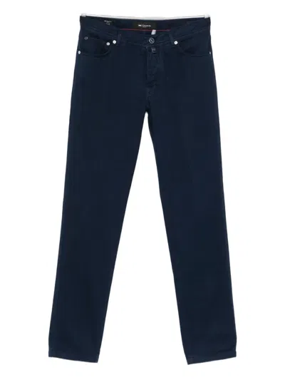 Kiton Tapered-hose Mit Knopfverschluss In Blue