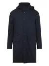 Kiton Polyester Coat With Standing Collar And Hidden Hood In Black