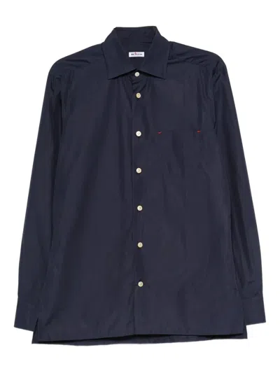 Kiton Button-down Shirt Pocket In Blue